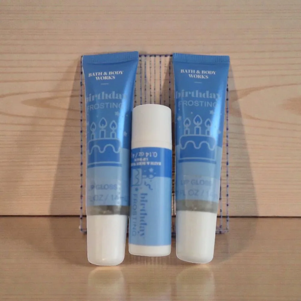Bath & Body Works - Set of 3 - Birthday Frosting - 2 Lip Glosses & 1 Balm - NWT